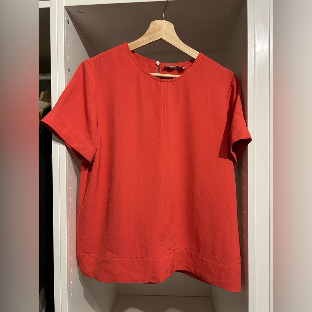 Everlane Japanese Go-Weave top - coral pink - size 8